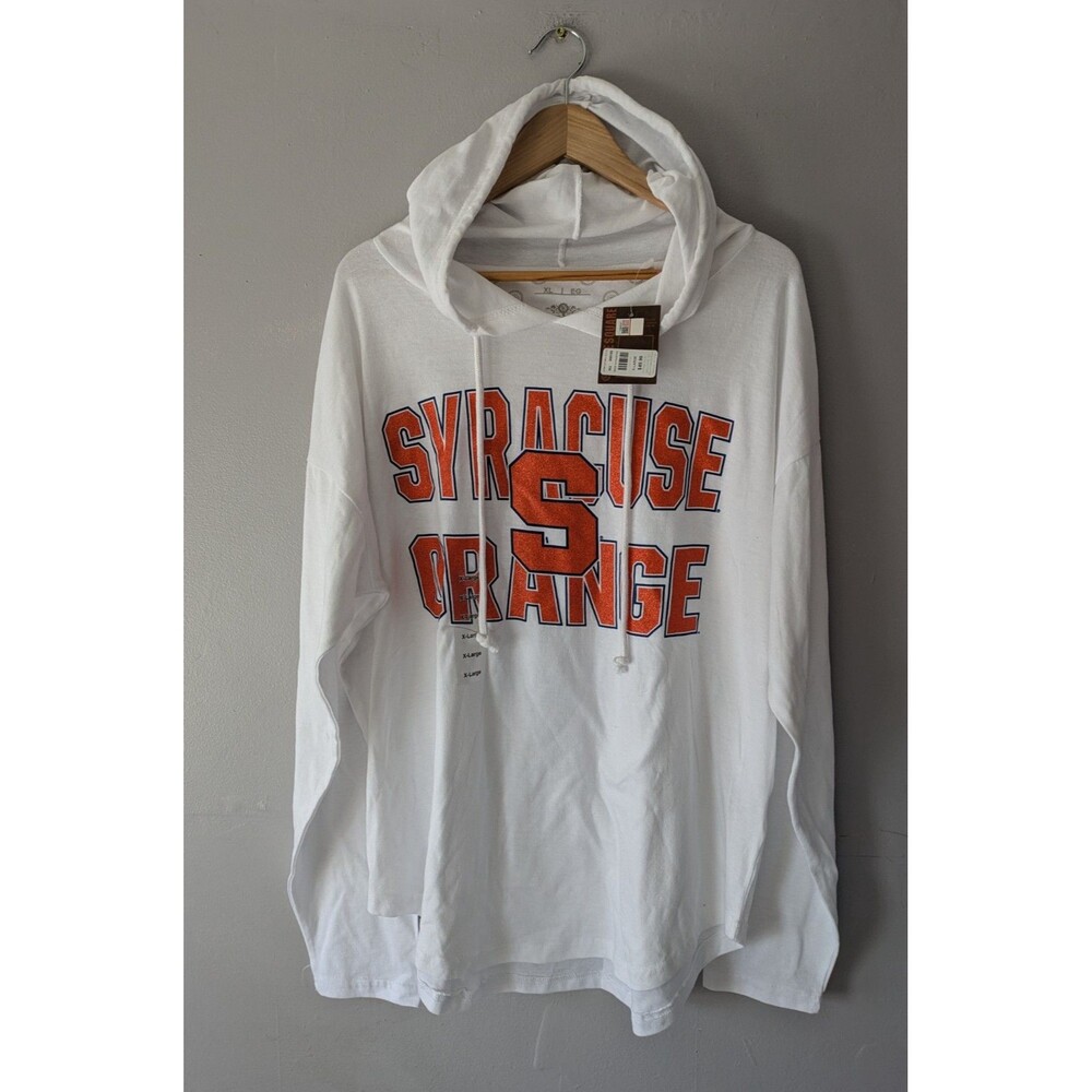 Syracuse Orange NWT new white light weight long sleeve shirt hoodie, women's XL